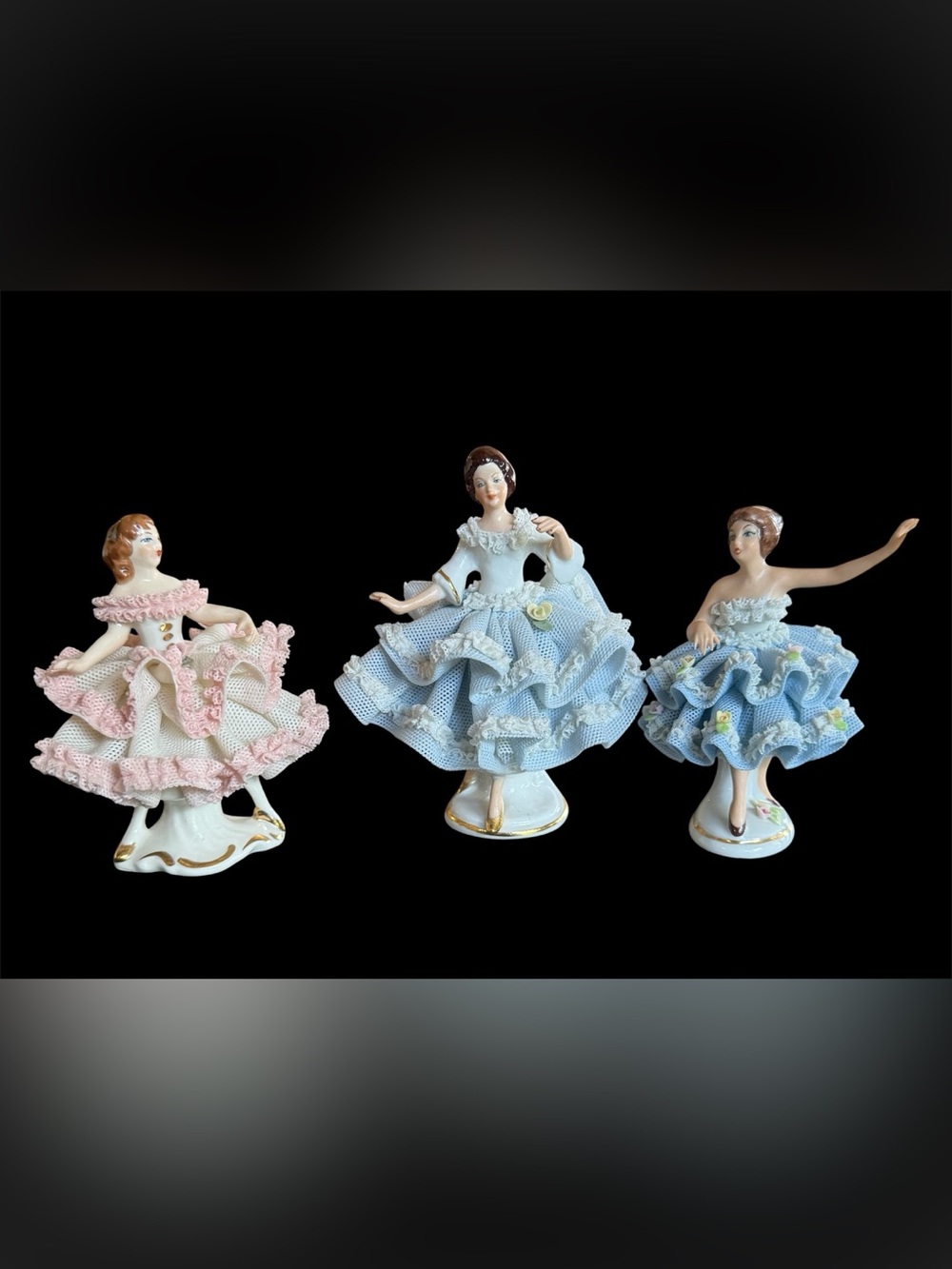 Dresden Germany Porcelain Lace Girl
Ballerina Dancer Figurines Lot of 3
Vintage